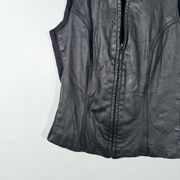 Wilson’s Leather Maxima Black Stretch Back V Neck Sleeveless Vest Top Small Y2K - Picture 2 of 10